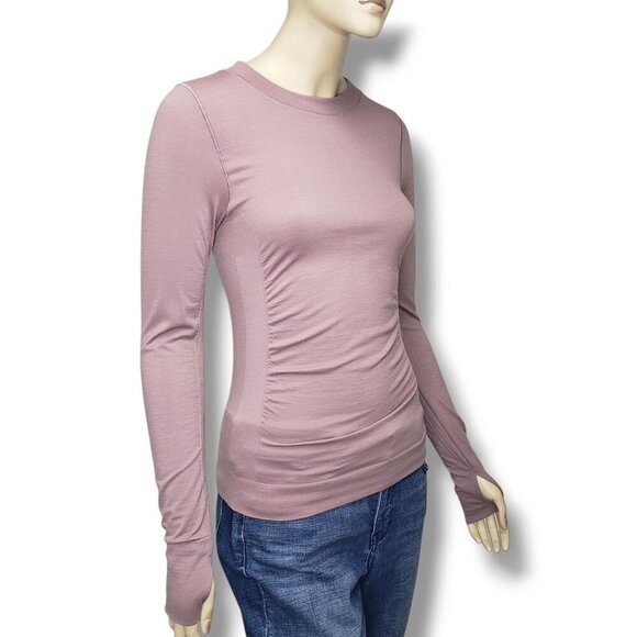 Athleta Foresthill Ascent Seamless Top Womens XS Wool Long Sleeve Flora Mauve - Picture 1 of 8